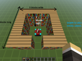 How far can bookshelves be from enchanting table?