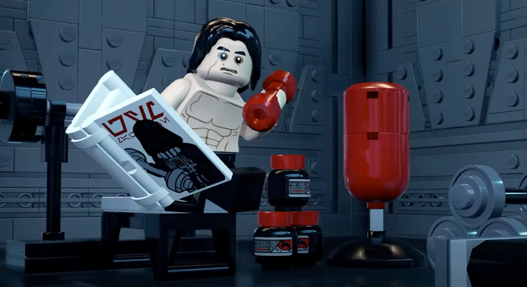 LEGO Star Wars: The Skywalker Saga trailer shows shirtless Kylo Ren pumping iron