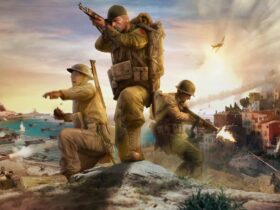 Key art containing a trio of soldiers