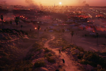 The burning landscape of a zombie-infested LA in Dead Island 2.
