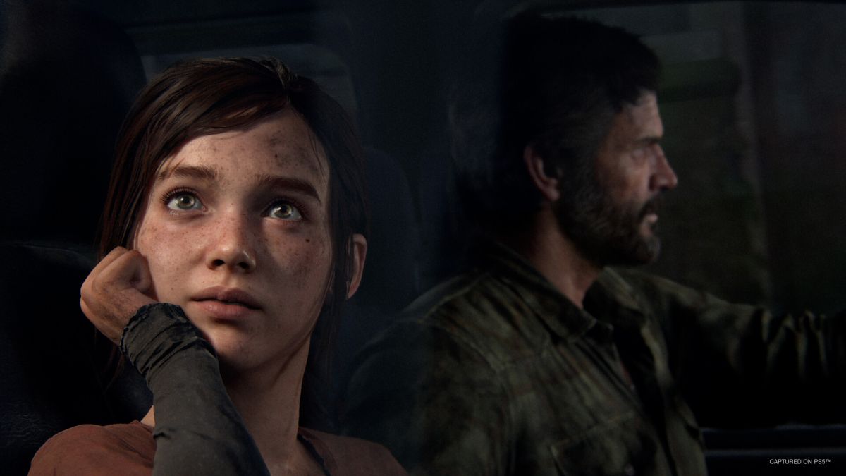 Ellie and Joel driving in The Last of Us Part 1